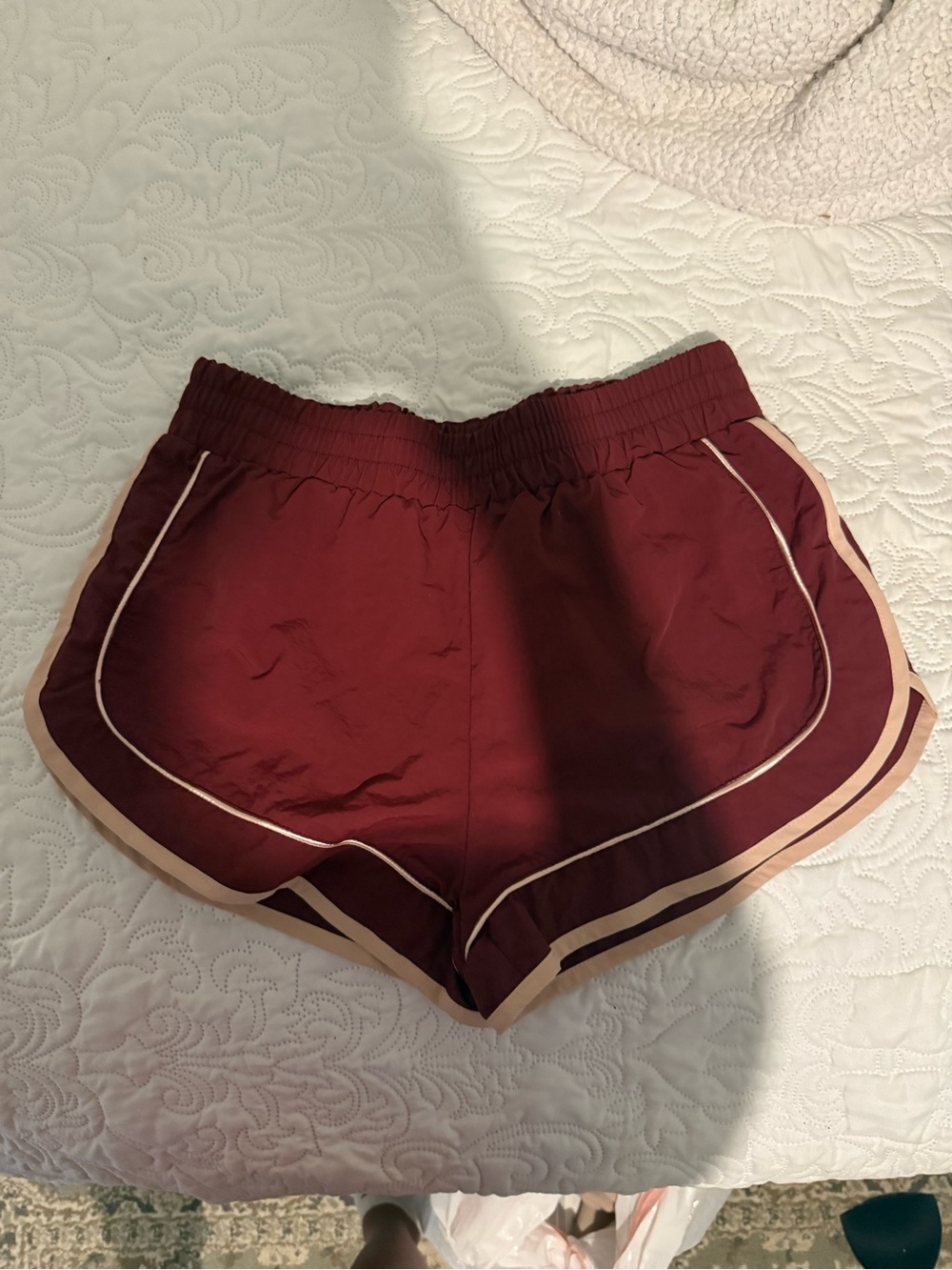 Women’s Athletic Maroon Running Shorts with Contrast Trim never worn